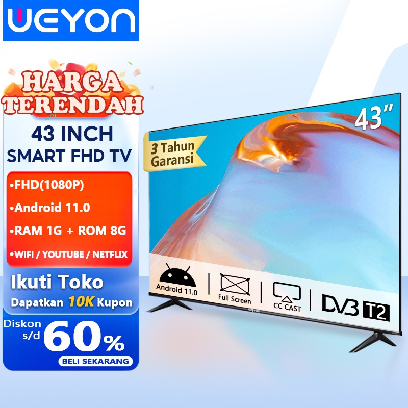 Weyon Sarakura Smart TV 43 inch TV LED Android 11.0 Wifi/Youtube/Netfix