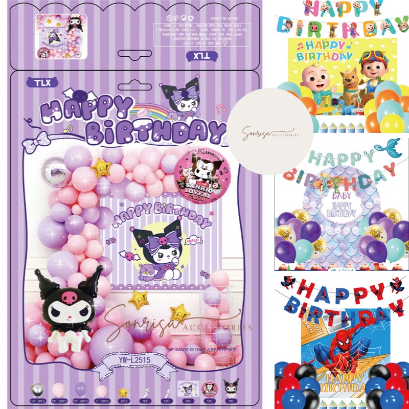 Paket Dekorasi Ulang Tahun Karakter / Set Dekor Ultah Anak / Background Ultah