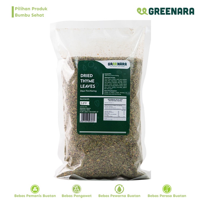 

[KUALITAS TERBAIK] Greenara Dried Thyme Leaves 250gr / Daun Thyme Kering Termuarah