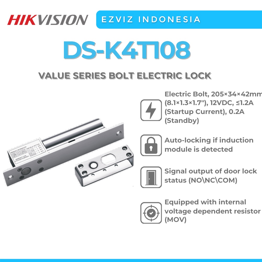 HIKVISION DS-K4T108 VALUE SERIES BOLT ELECTRIC LOCK