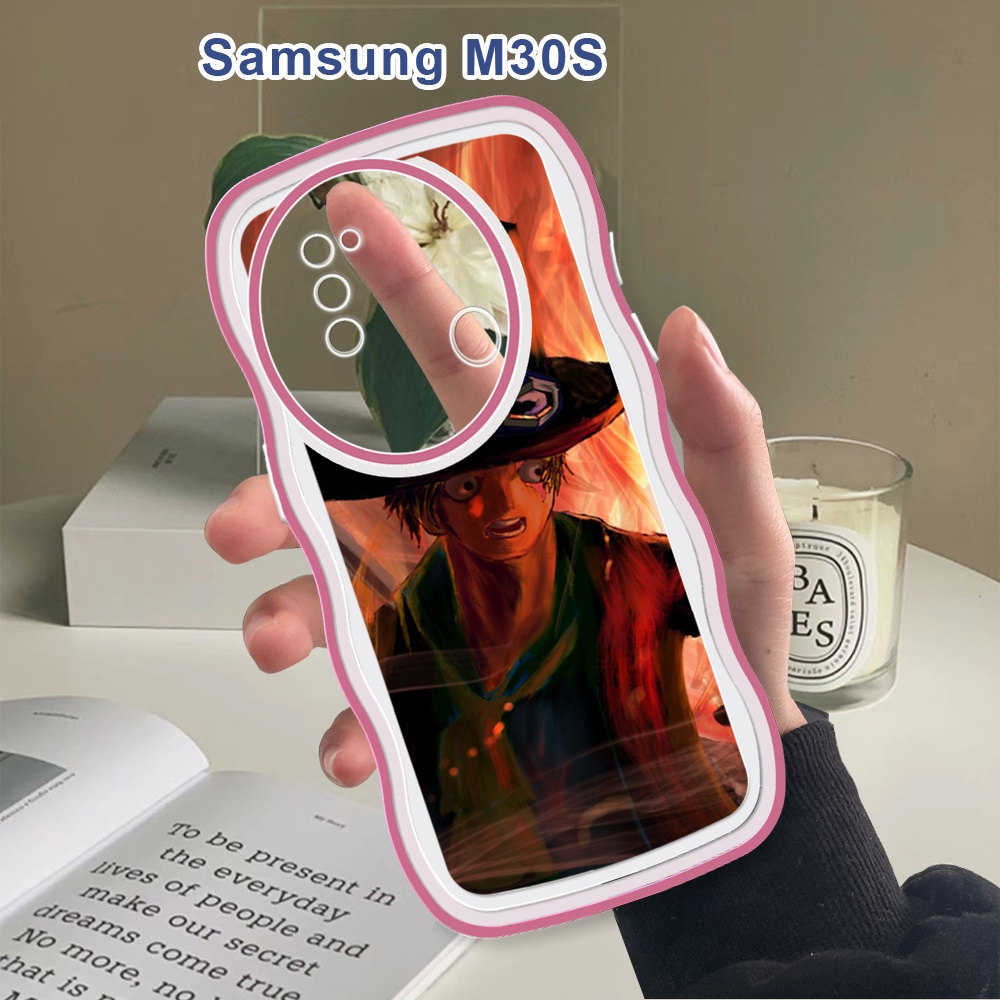 (Wave Case) Untuk Samsung Galaxy M30S M21 M30 M20 M10 Casing Cartoon One Piece Cover Shockproof Sili