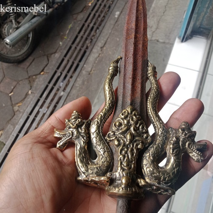 Tombak Naga Kembar Kinatah Kuningan Antik antik