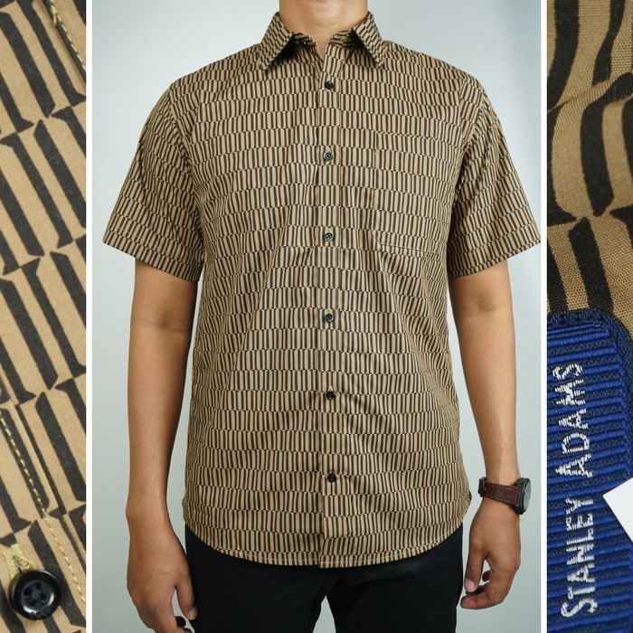 Mark STANLEY ADAMS Kemeja Pria Formal Lengan Pendek Reguler Varian Motif - 07, 17/XXXL