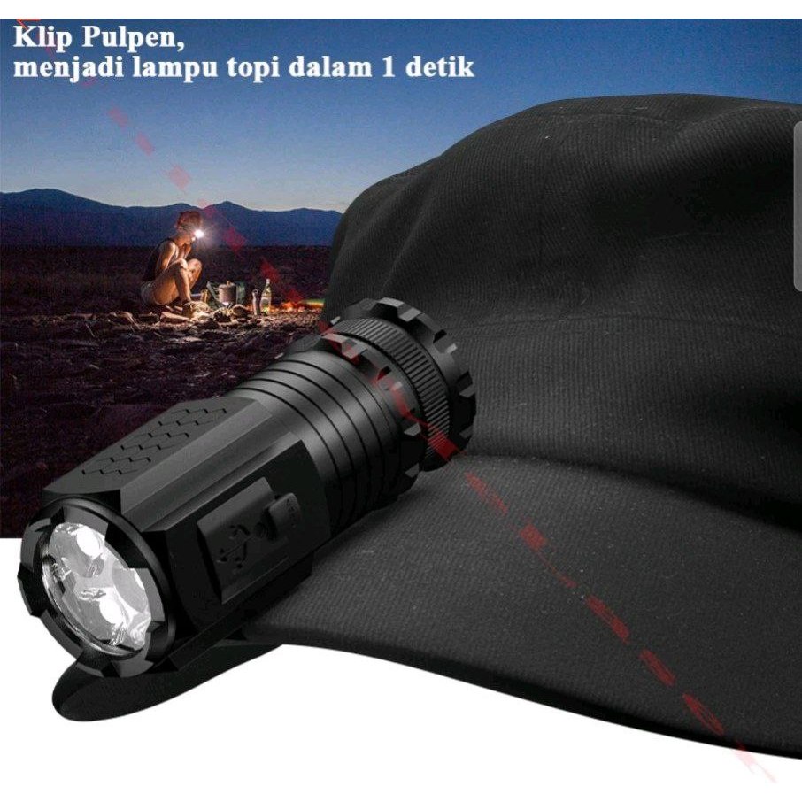 Senter mini monster bermata tiga Jerman, senter super bertenaga, pengisian cepat tipe-c, penyesuaian