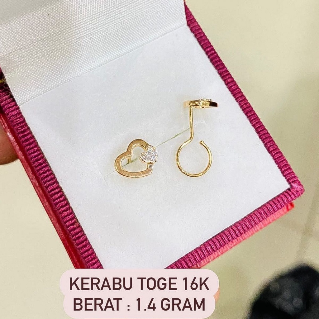 Anting toge anak dan dewasa emas asli kadar 70 16k love kerabu tauge branded clover beige