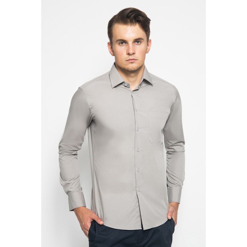 ALISAN Kemeja Lengan Panjang Polos Slimfit PLSSFLS Abu #2