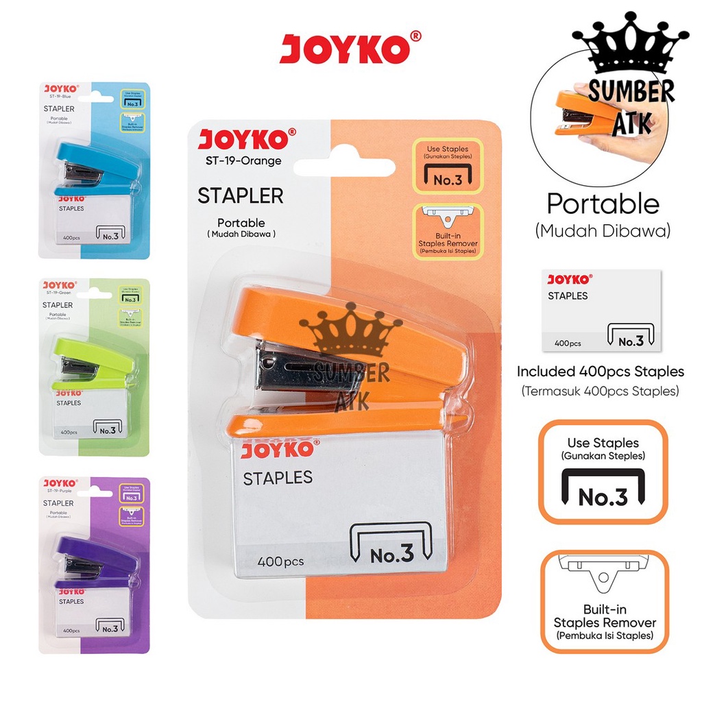 

Stapler dan Staples Isi Jepretan Joyko ST-19 1 Set ( Stepler + Isi )