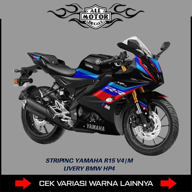 Striping Stiker Yamaha R15 V4 Motif Hp4 / Decal Motor R15M / Sticker Emblem Aksesoris Motor R15 V4 /