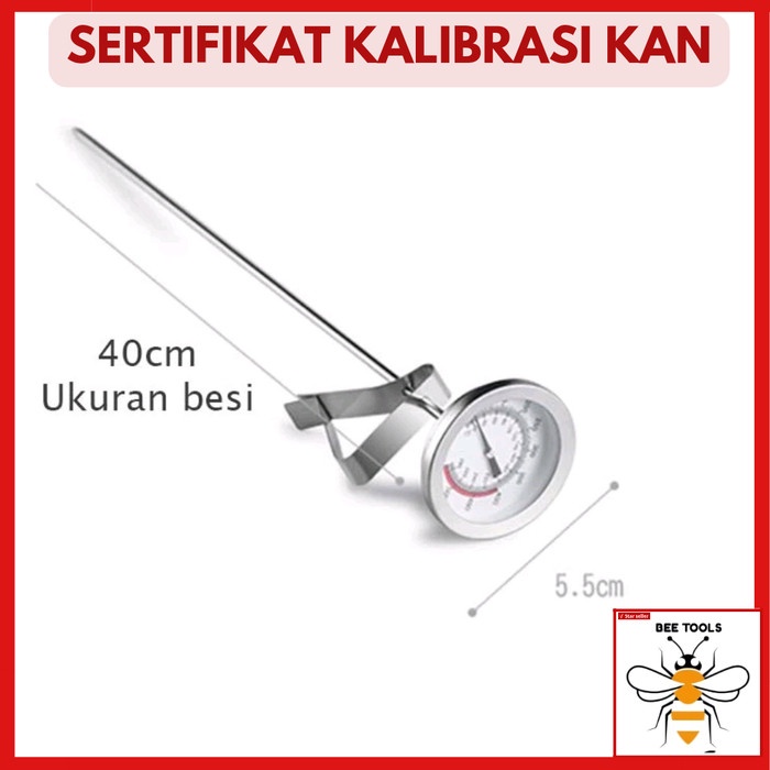 Frying Thermometer Analog 40 cm plus kalibrasi Sertifikat KAN