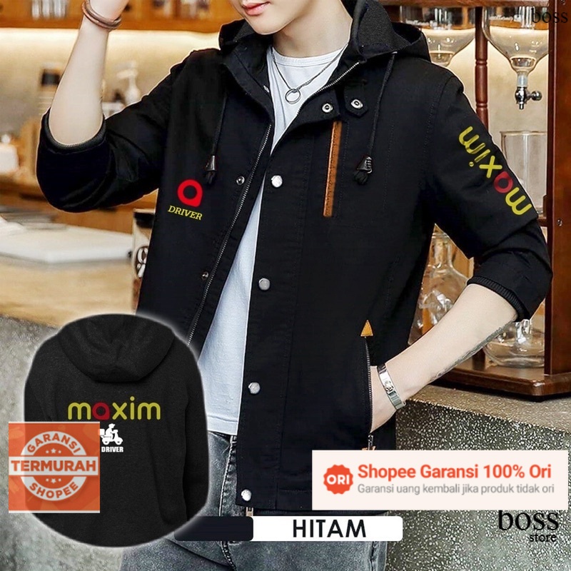 Jaket Maxim / Jaket Pria Resleting Distro Keren Terbaru Variasi Driver Maxim JAKET CUSTOM SABLON