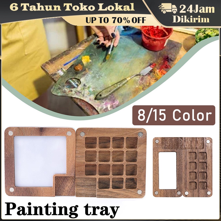 

Mini Palette Wooden Magnetic / Magnetic Wooden Palette For Watercolor / Palette Kayu Mini Watercolor