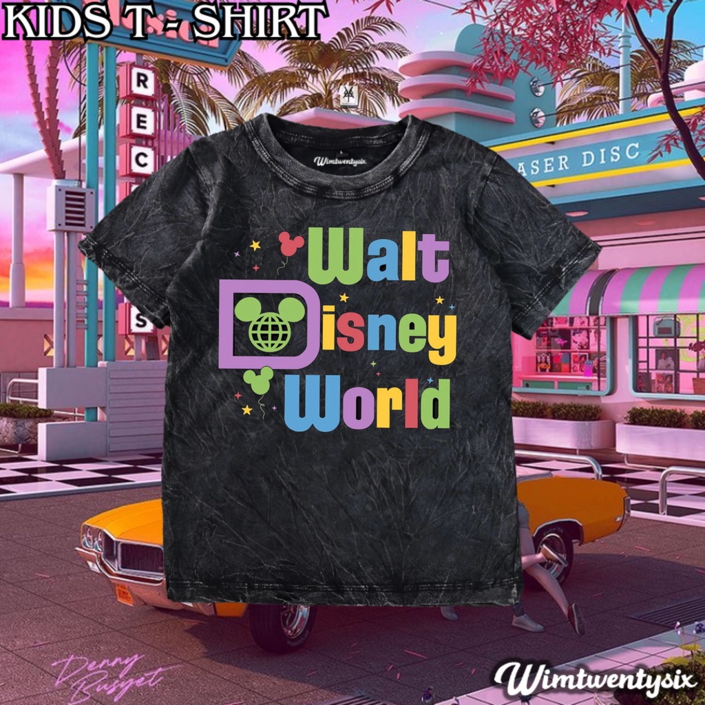 kaos walt disney world logo world washing vintage tee | kaos anak | baju anak