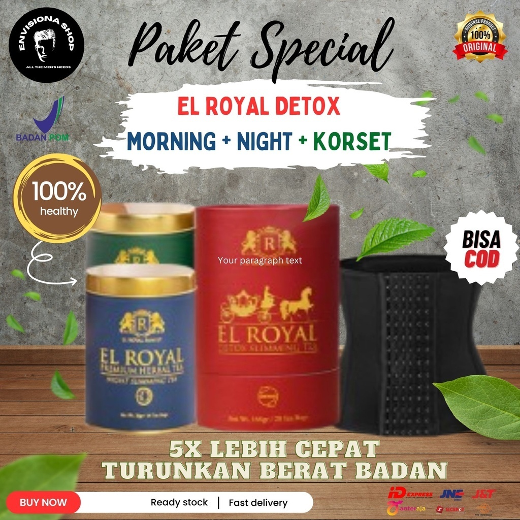 El Royal Tea Paket Bundling Premium Herbal Tea (1 Paket) + El Royal Detox Slimming Tea 1 + El Royal 