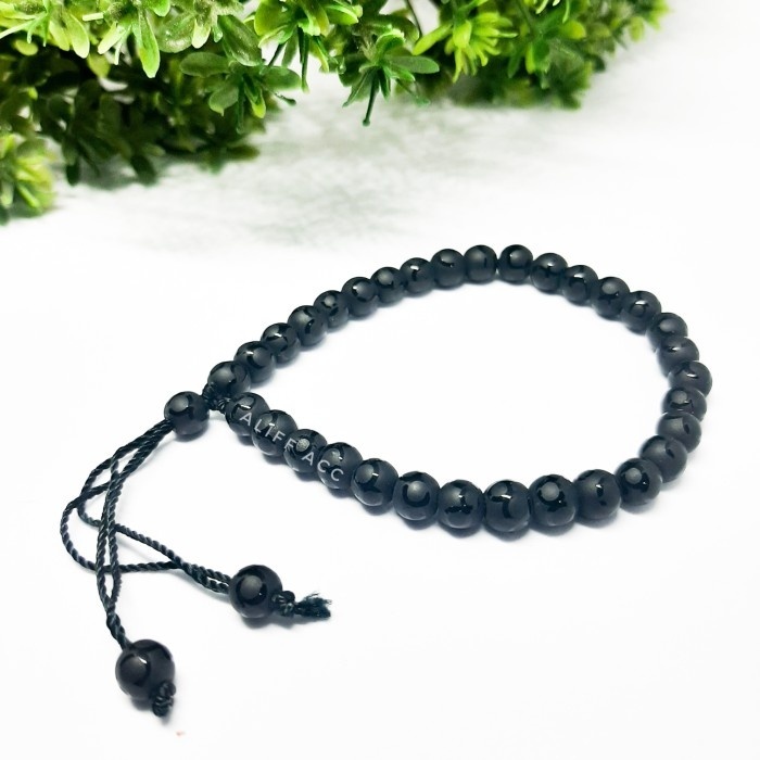 tasbih gelang batu natural giok hitam dop 33 butir asli