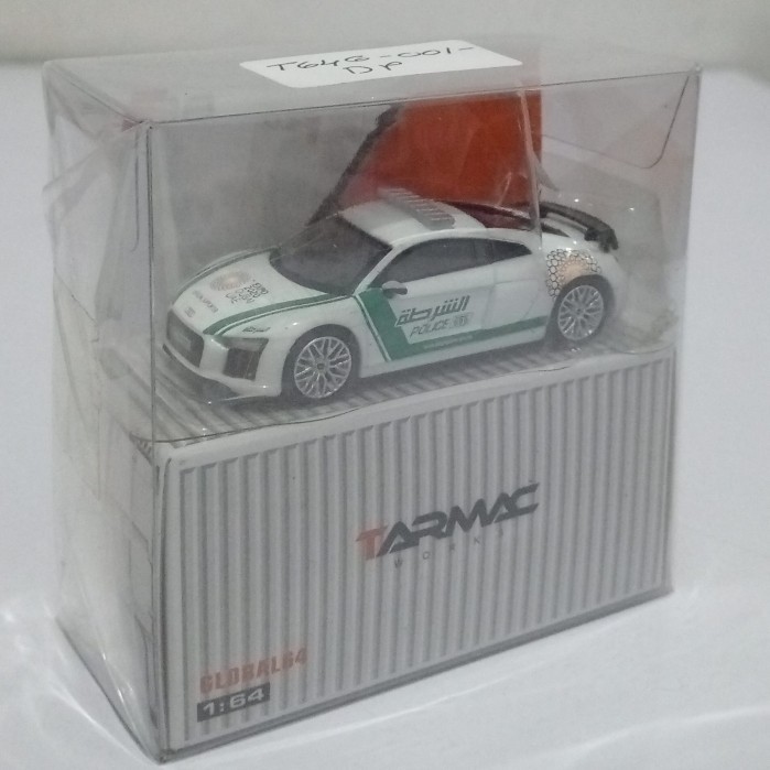 Diecast Mobil Tarmac Works Audi R8 V10 Plus Dubai Police -T64G-001-DP