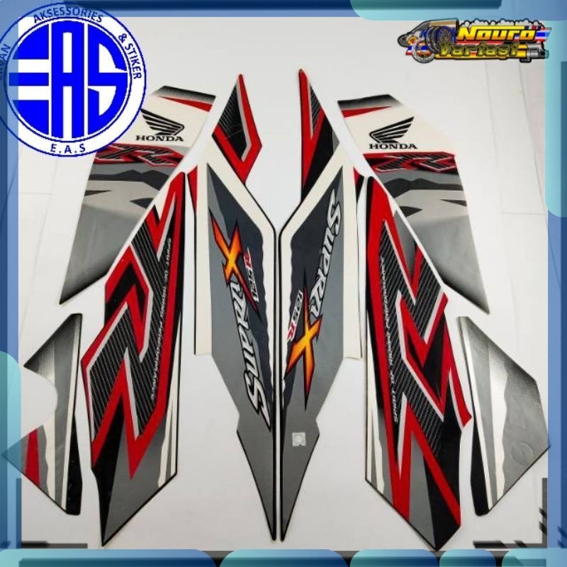 Stiker striping honda supra x 125 r 2011 2012 hitam abu  standar  bagus