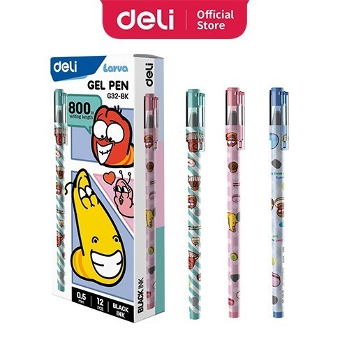 

1pack 12 Pcs DELI PULPEN GEL PEN GEL HITAM LARVA MENULIS LANCAR 0.5mm ALAT TULIS SEKOLAH DAN KANTOR