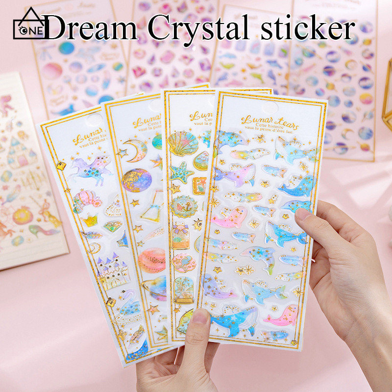 

COD❤️Stiker Kristal Melamun Stiker Emas Stiker 3D Transparan Stiker Telepon Scrapbook Lucu -a.one