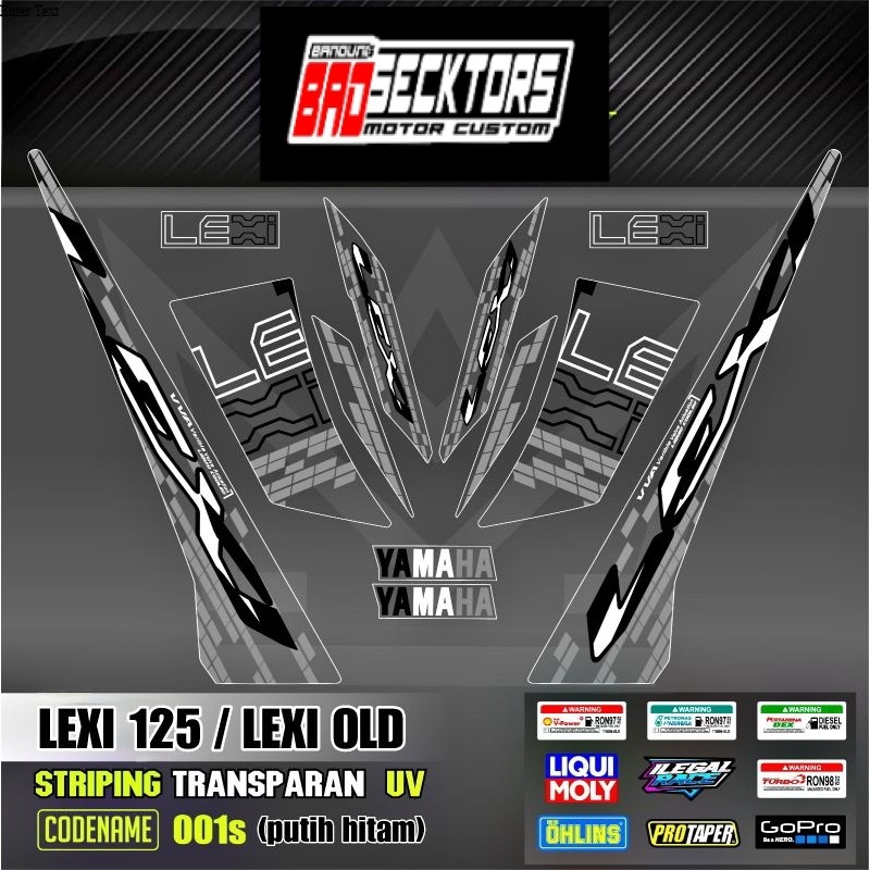 Decal Sticker Striping Variasi Transparan Uv LEXI 125 2018-2023 Yamaha LEXI 125 Old/Lama Decal Lexi 