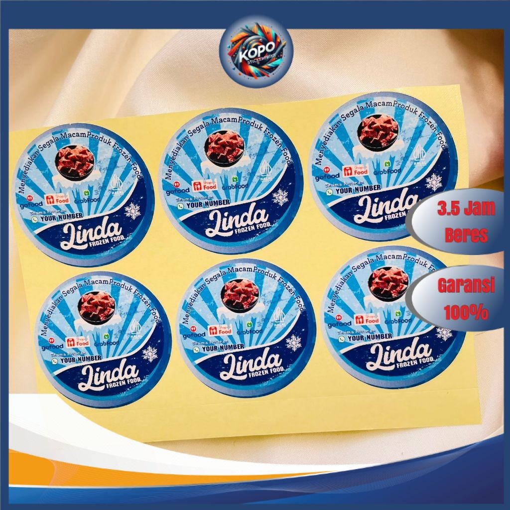 

KOPO 9-15 Sticker Cetak Label Frozen Food Makanan Beku Bulat Chromo Stiker Custom Nama Brand