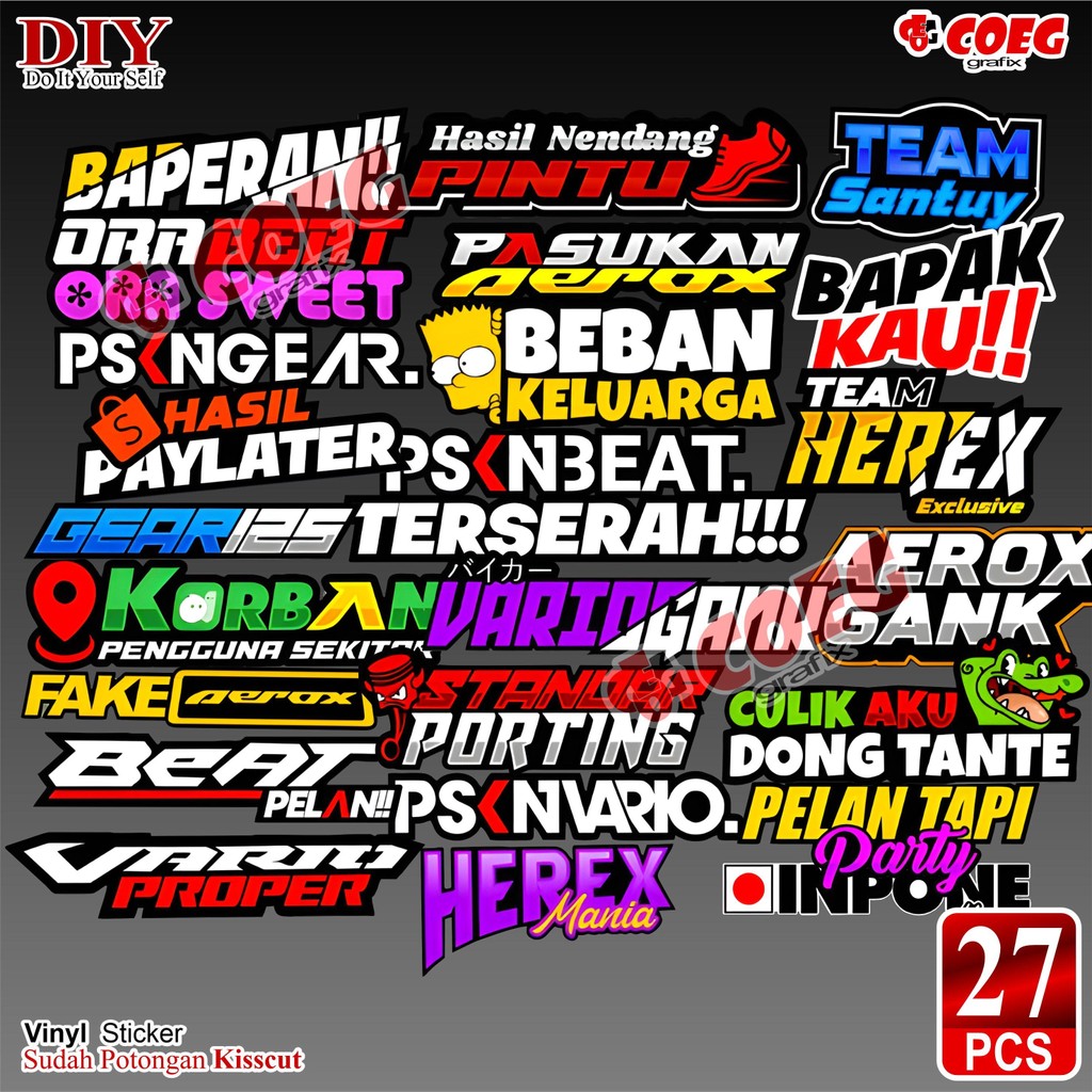 

Sticker Pack Racing Isi 27 Pcs Vinyl & Hologram (Code CG-120) – Anti Air & Sudah Dicutting Stiker Tempel
