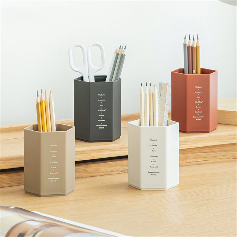 

Creative Hexagonal Design Pen Holder Large Capacity Pen Pencil Pot Brush Storage Container Box Plastic Stationery Desk Organizer