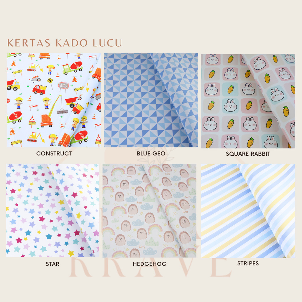 

RUMAH KRAVE - Kertas Kado Lucu Pola Banyak Motif