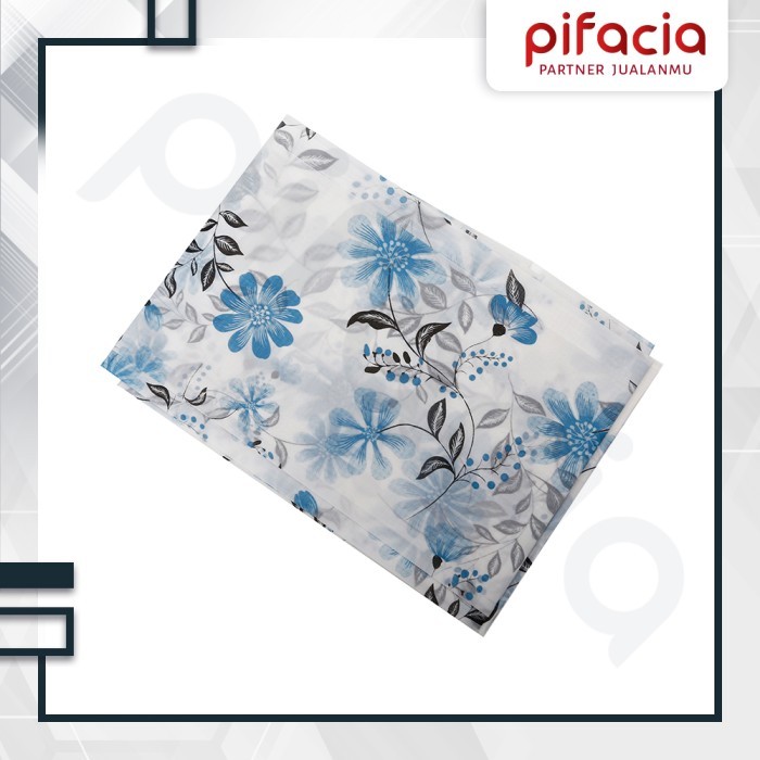 New Product Taplak Meja Makan Ruang Tamu Kotak Bulat Bundar Waterproof - 6. BUNGA BIRU, KOTAK KECIL
