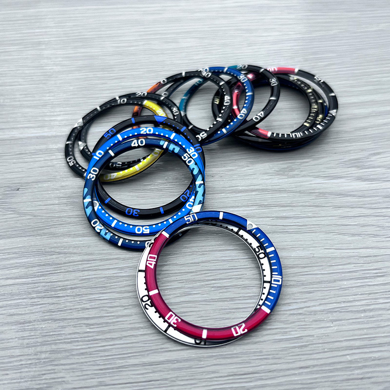 New Mod 38mm*31.6mm Resin Metal Wat  Bezel Insert Fits Seiko SKX007 SKX009 SRPD Wat  Cases NH36 NH35
