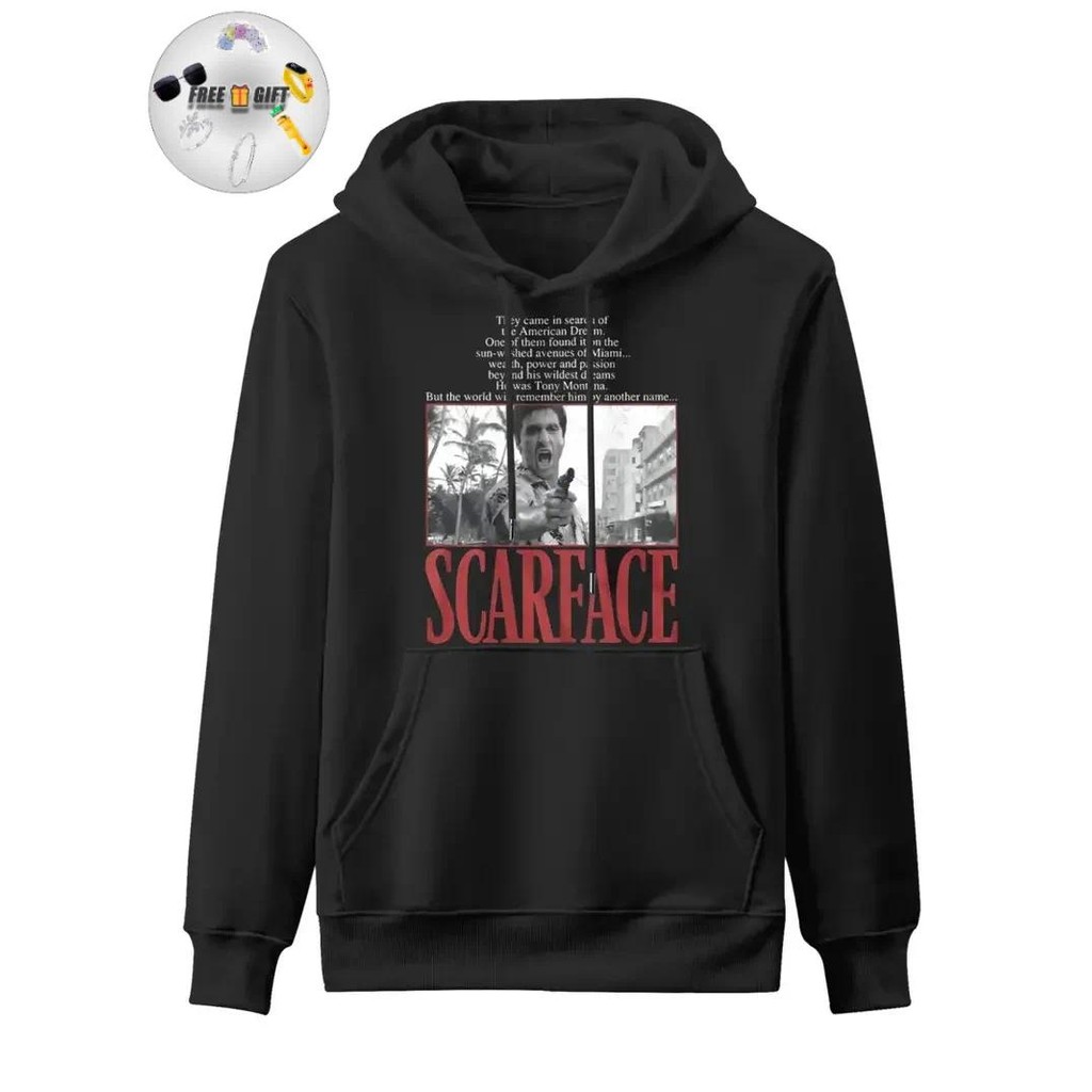 [FREE GIFT] HOODIE SCARFACE II High Quality Cotton Outdoor Sports Sweatshirts COTTON FLEECE