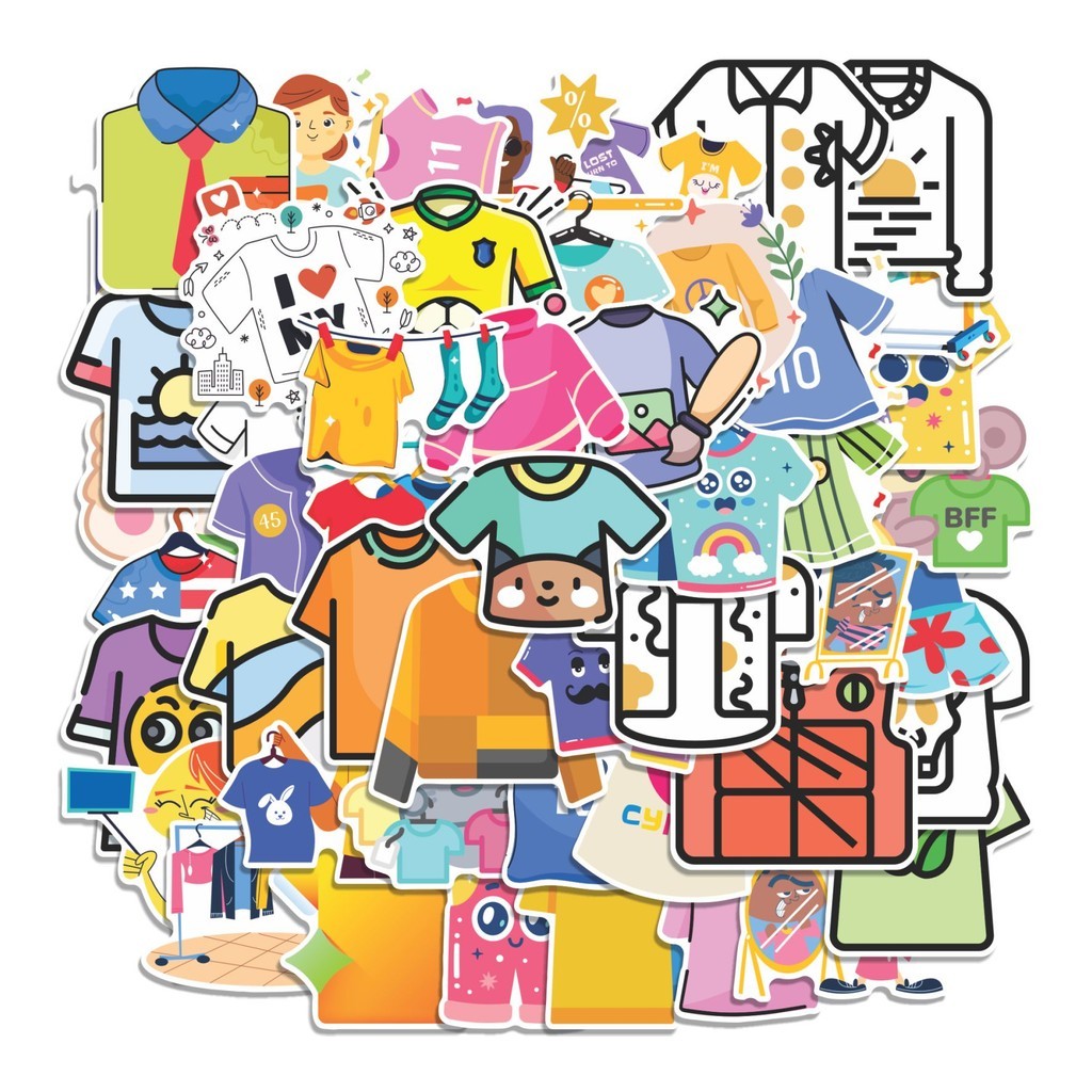 

COD 50 Pcs Stiker Baju Lucu Anti Air Untuk Dekorasi Notebook Sepeda Skateboard Handphone