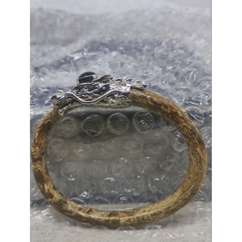 GELANG FOSIL AKAR BAHAR GUNDI VARIASI NAGA PERAK