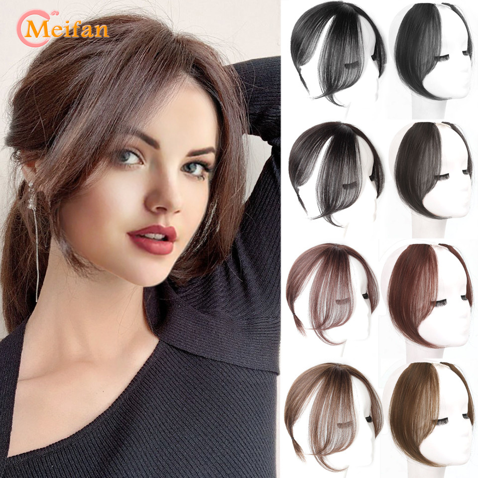 MEIFAN Synthetic 3D Bangs Clip-In Bangs Extension Natural Fake Fringe Topper Hairpiece Invisible Clo