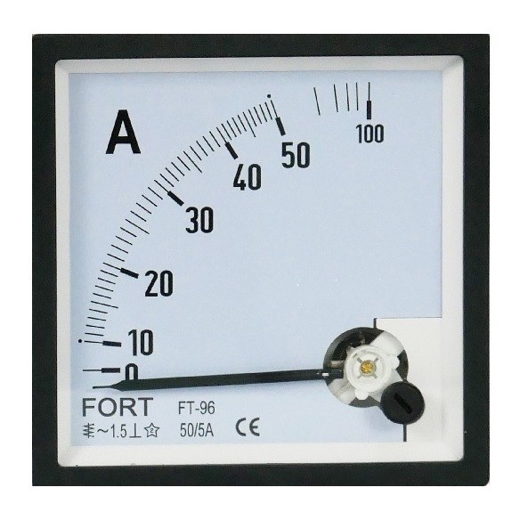 DDB99 AMPER METER FT-96A VIA CT /5A CLASS 1.5 - FORT RANGE 0 - 200A/400A