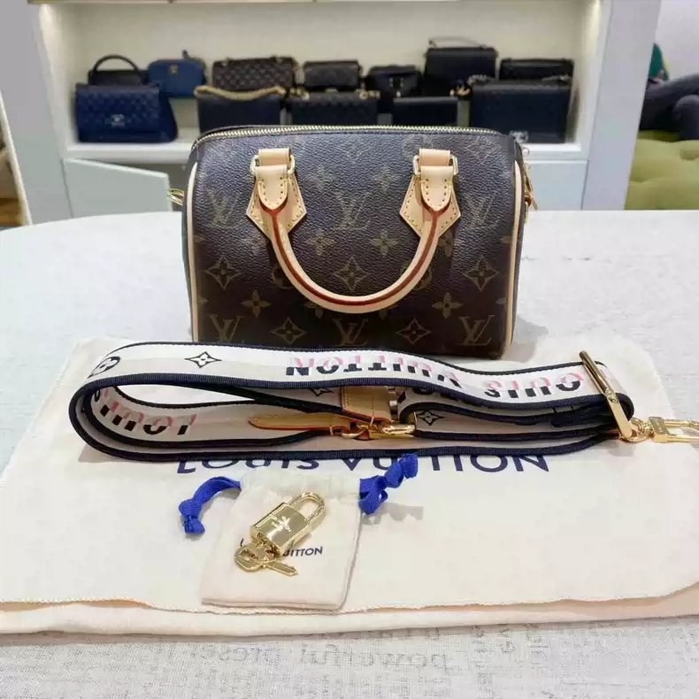 【bekas asli】（m46222）LV Speedy Bandoulière 20 tas selempang wanita/tas bahu/tas Boston