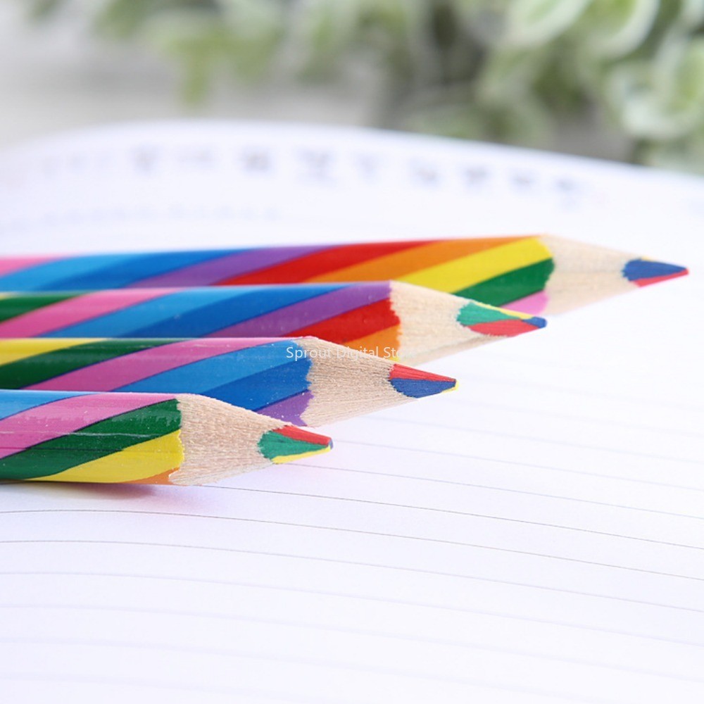 

4pcs Creative Cute 4 Color Concentric Rainbow Pencils For Student 's Painting Graffiti Drawing Gift Art School Supplies