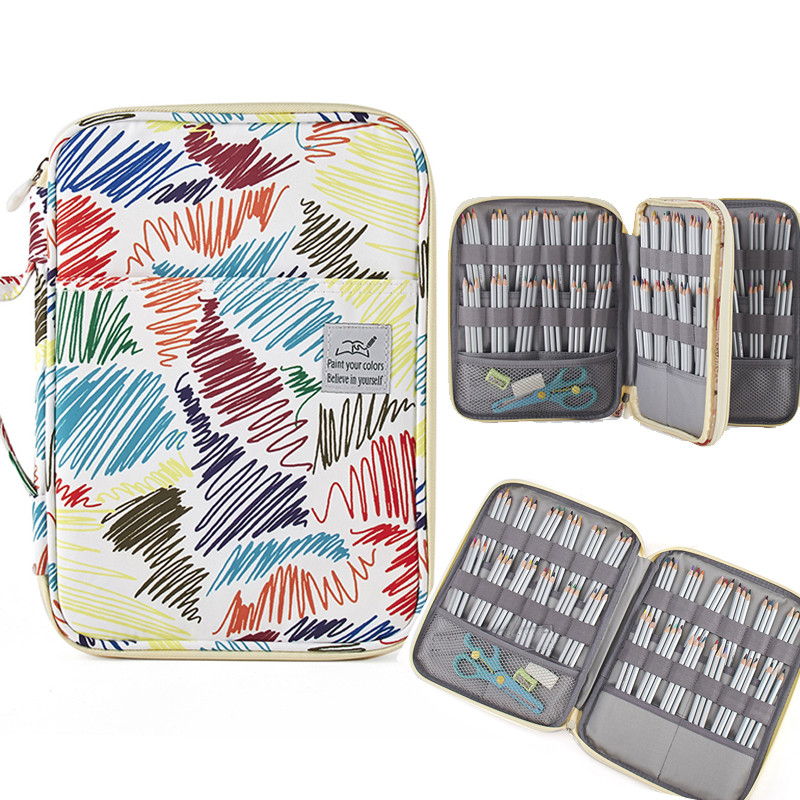 

192 Holes Cute Pencil Case Storage Bag for Color Pencils Double Layer Kawaii Portable Large Pencil Box School Art Supplies Gift