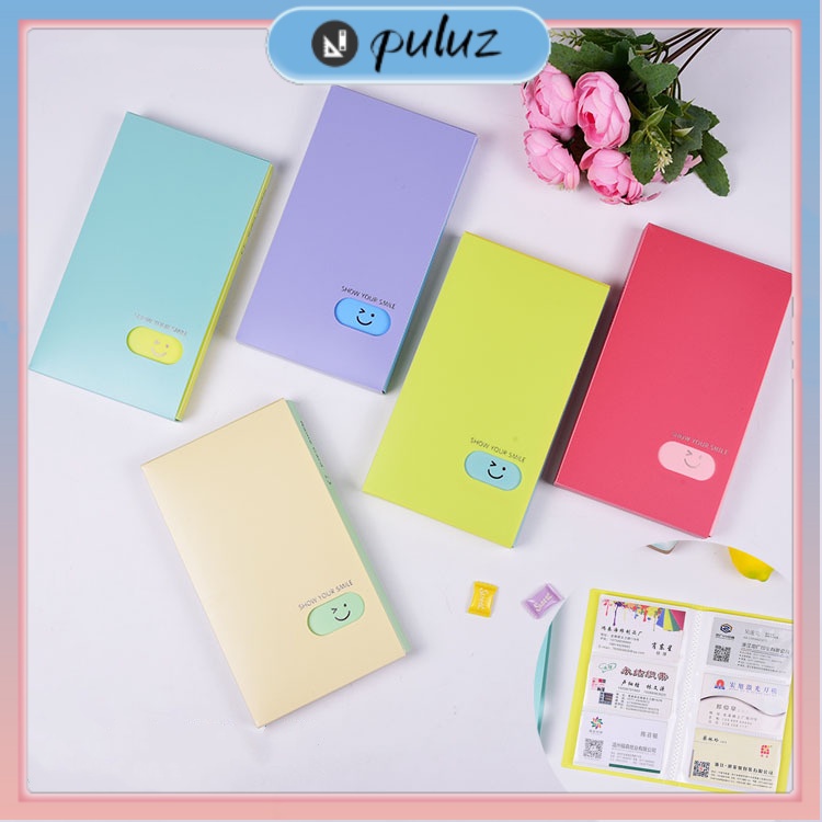 

Tempat kartu nama photo lomo card 120slot / Cartoon name card book 120 into large capacity storage clip card bag small card storage book ticket membership card collection book