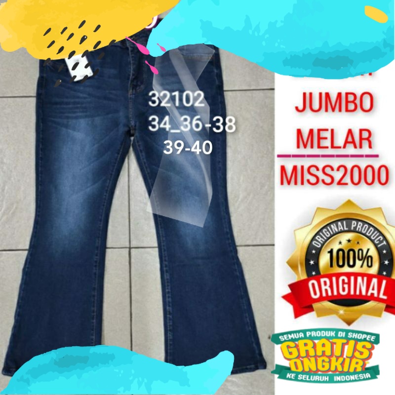 JEANS BIG SIZE WANITA IMPORT/ CUTBRAY JEANS BKK / MISS 2000 ORIGINAL/ Silver