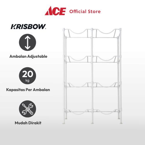 Krisbow Rak Galon 8 Botol - Putih Tempat Penyimpanan Galon Air Minum Rak Dispenser Perlengkapan Ruma