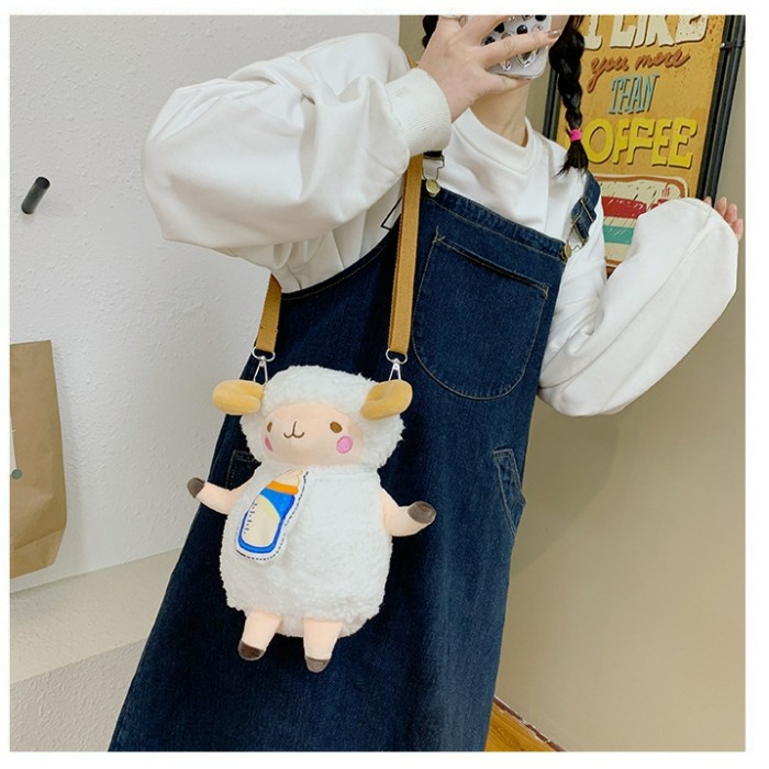 Tas Selempang Boneka Domba Sling Bag Anak Totebag Tas Bahu Wanita - Susu
