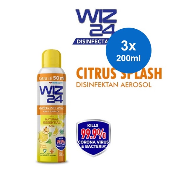 WIZ 24 Natural Disinfektan Citrus Splash Botol 200ml x 3