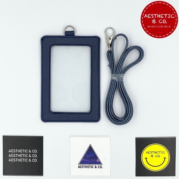 

[KSG-97] Lanyard ID Card Name Tag Mika 2 Sisi Transparan - Premium V.03 - Navy