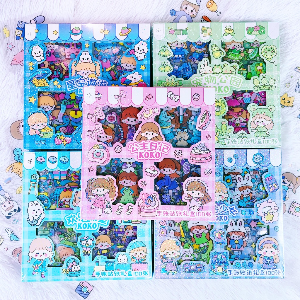 

<9> (cod)murah 100 Lembar Stiker Gelas HP Buku Motif Kartun Korea Lucu Anti Air Dekorasi Handbook Scrapbook DIY Yang baru