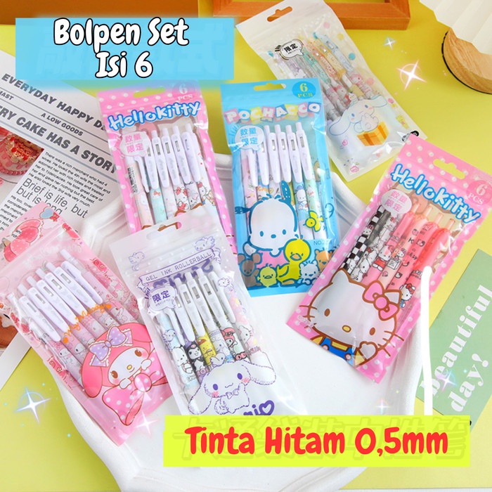 

Set Pulpen Pen Gel 6 PC Mekanik Motif Cartoon Lucu Aesthetic ST0078