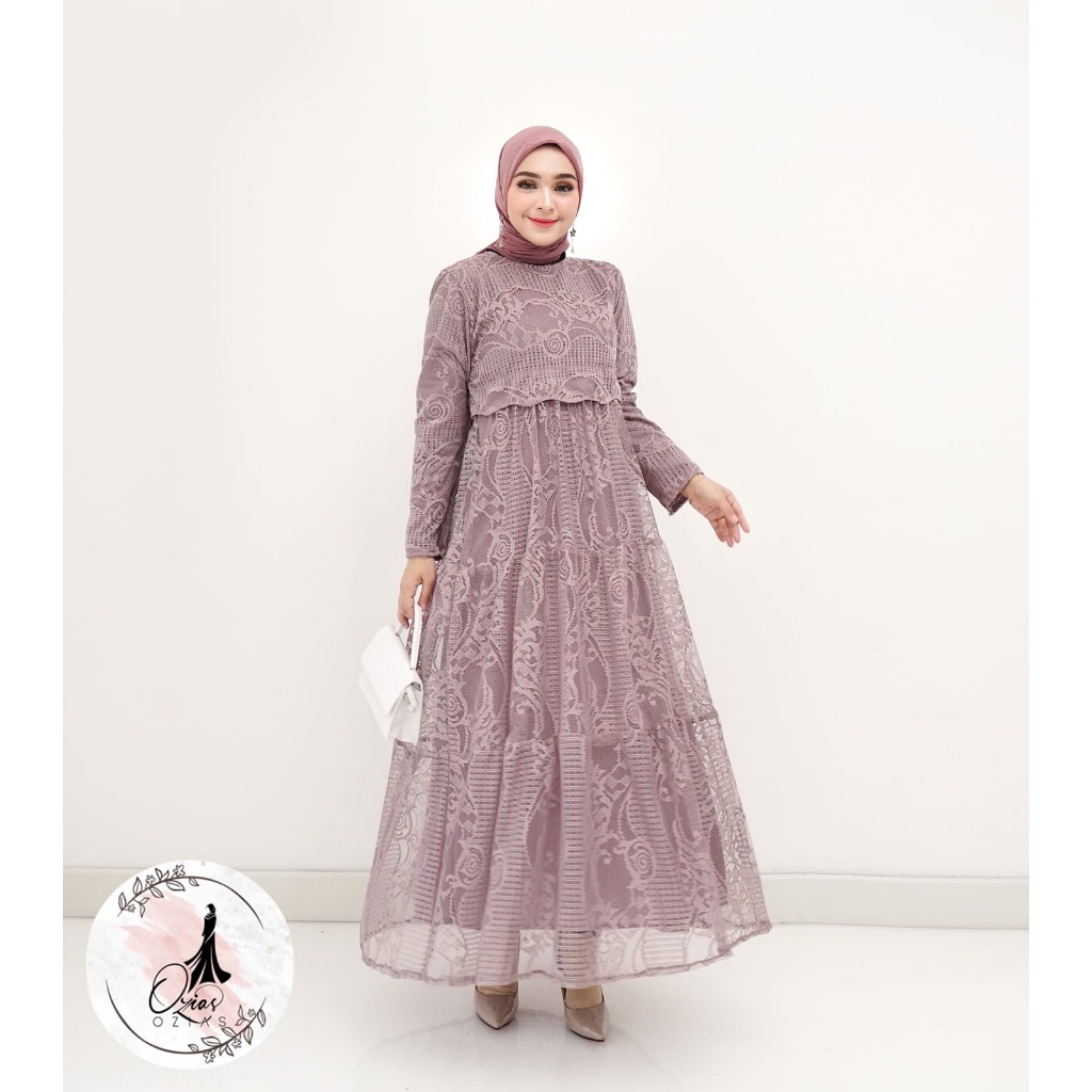 DRESS PESTA PREMIUM  HARUKA 3D 09886 I Gamis Cropty Remaja I Gamis Pesta