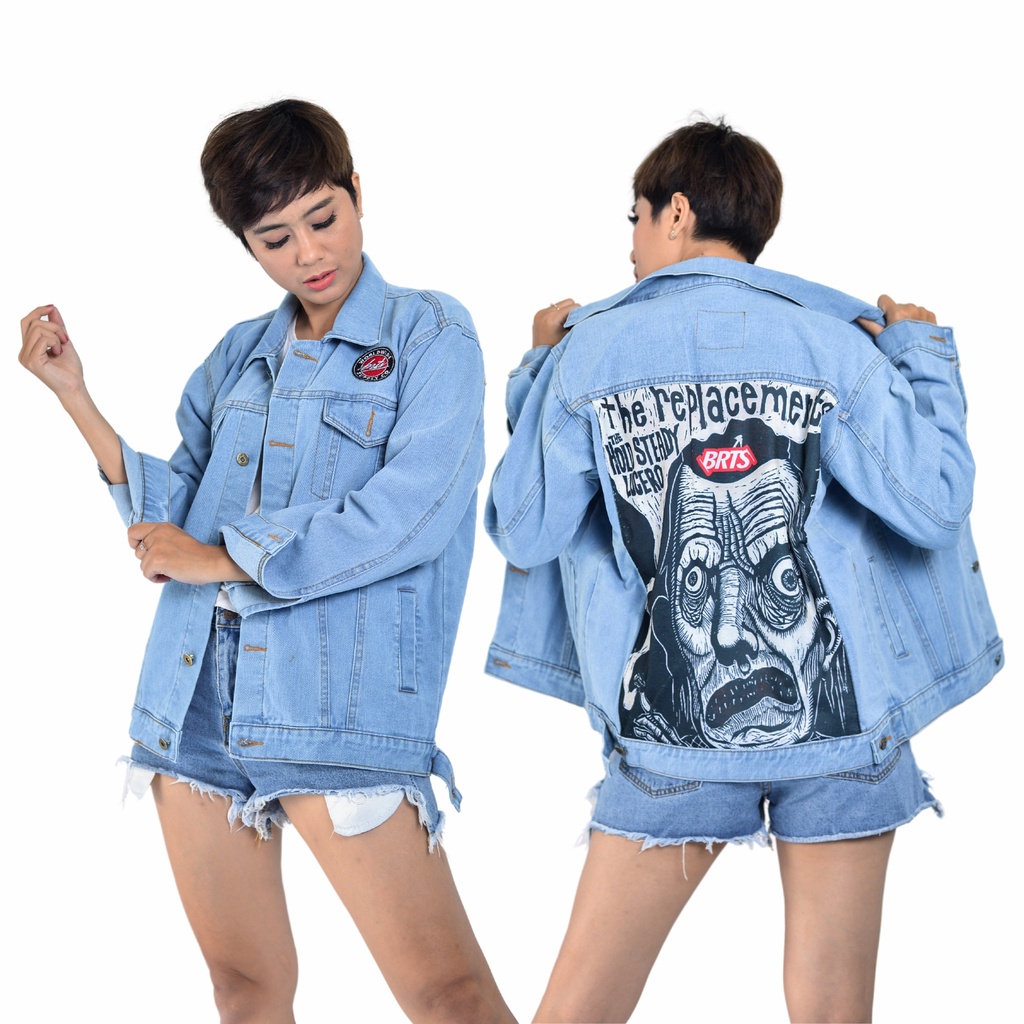 Jaket Jeans Pria Denim Jacket Full Printing Motif Zomby