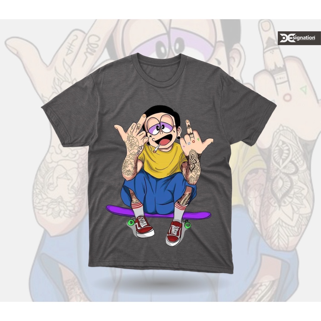 Designation - Kaos NOBITA COMICS DORAEMON Premium / KAOS DISTRO manga anime DARK GREY OVERSIZE WASH 