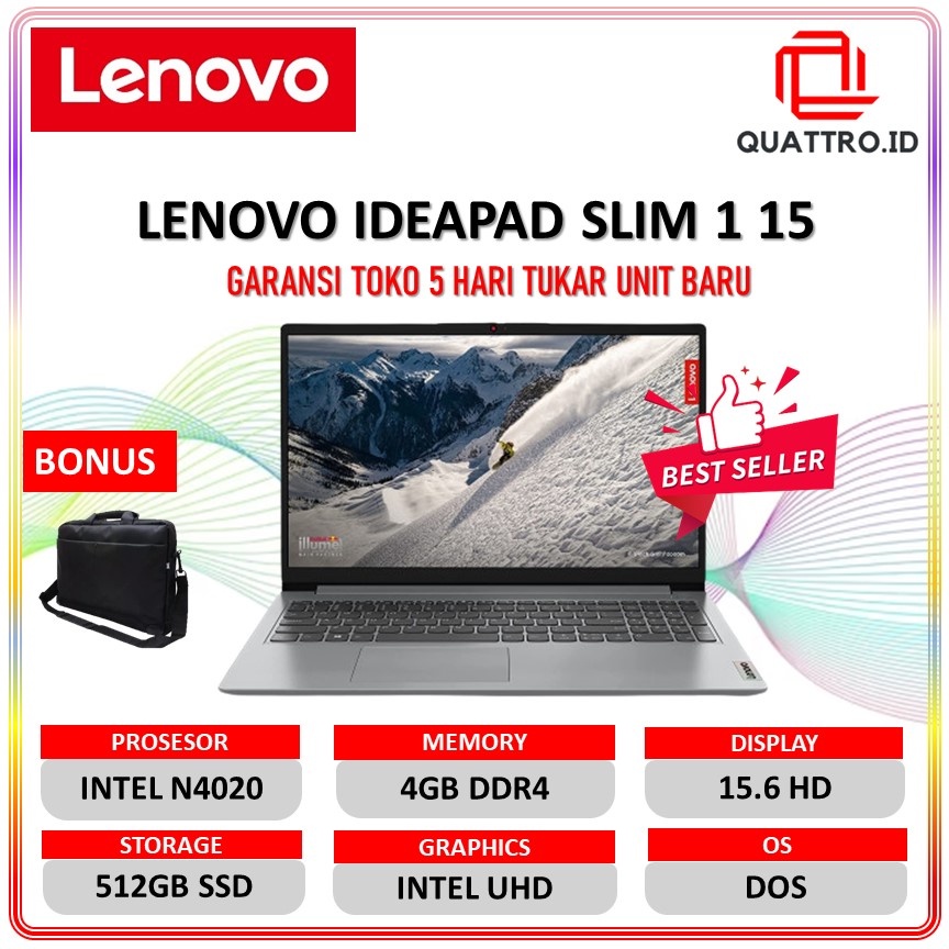 LENOVO IDEAPAD SLIM 1 15 inte Celeron N4020 4GB 512SSD 15.6 Gray