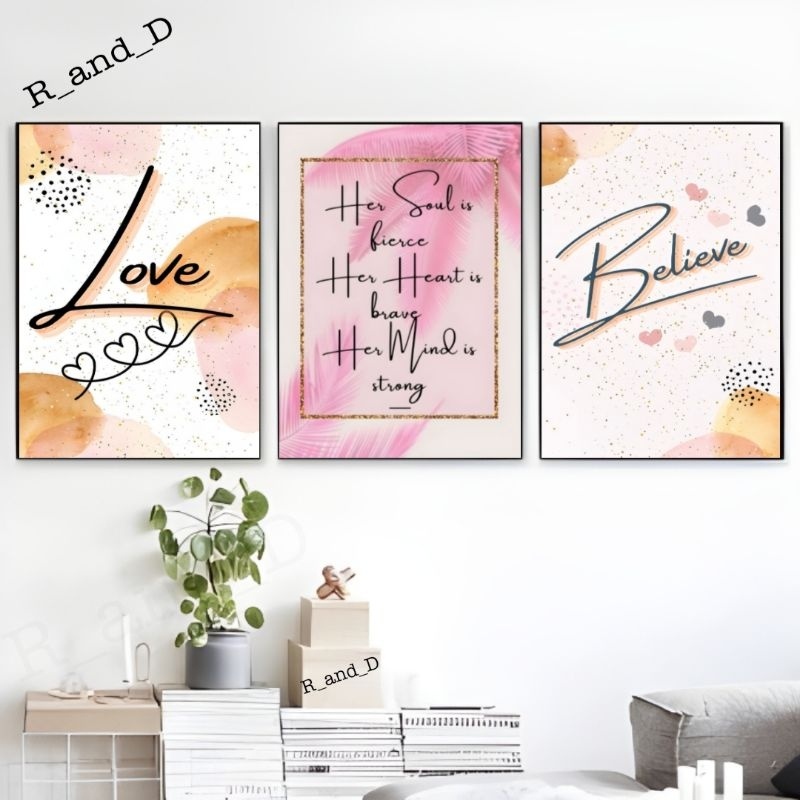 Hiasan Dinding Tulisan Ukuran 47x31/Abstrak/Abjad/Love/Quotes/Family/Kata kata/Work Foto Gambar Seni